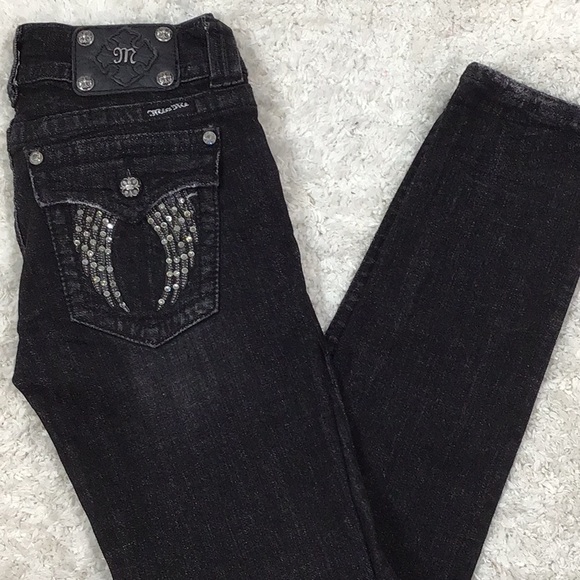 Miss Me Black Skinny Angel Wings Jeans 